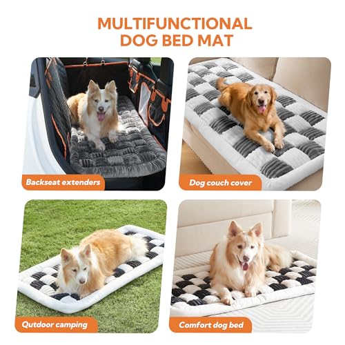 Dog Bed for Car Back Seat Soft Plush Backseat Pet Bed Mat Non-Slip Travel Pet Mat, Fuzzy Plaid Dog Seat Cover, Fit for Backseat Extenders and Trucks SUVs (Gray and White, 54" x 24.8") - color: Gray and White
