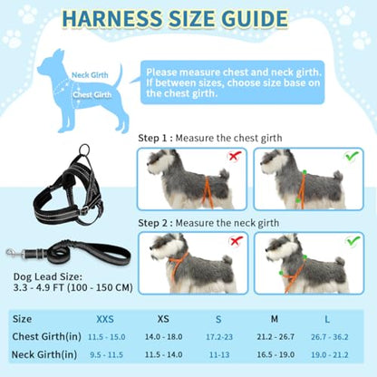SlowTon No Pull Small Dog Harness and Leash Set, Puppy Soft Vest Harness Neck & Chest Adjustable, Reflective Lightweight Harness & Anti-Twist Pet Lead Combo for Small Medium Dogs (Black, S) - color: A-Black - With Front Clip, size: Small