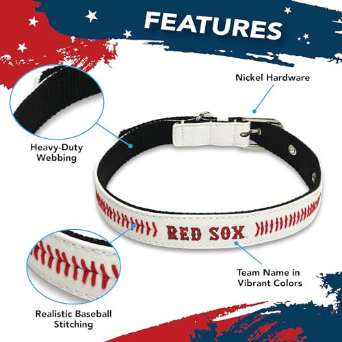 MLB Dog Collar Boston RED SOX New Signature PRO PVC-Leather Premium Pet Collars Extra Tough & Durable! Super Stylish! Size: Large Adjustable 20-29" Length x 1" Width - color: Boston Red Sox, size: Large