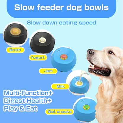 Rolling Ball Dog Lick Bowl, 10oz Large Capacity Slow Feeder Dog Bowl, Interactive Dog Enrichment Toy for Small Medium Large Dogs, Ideal for Wet Food, Yogurt, Bone Broth (1, Blue) - color: Blue