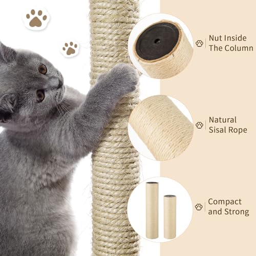 2 Root Cat Scratching Post Replacement 13.78x3.54 Cat Tree Scratch Post Replacement Natural Sisal Pole Cat Scratch Post Refill Pole Part with M8 Screws for Kitten Tree Tower Cat Furniture Accessories - color: 35cm/13.78in