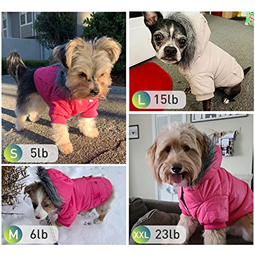 Dog Coat for Small Dogs, Windproof Doggie Puffer Jacket with Leash Hole, Extra Warm Dog Jacket Winter Coat, Pink XXL - color: Pink, size: XX-Large