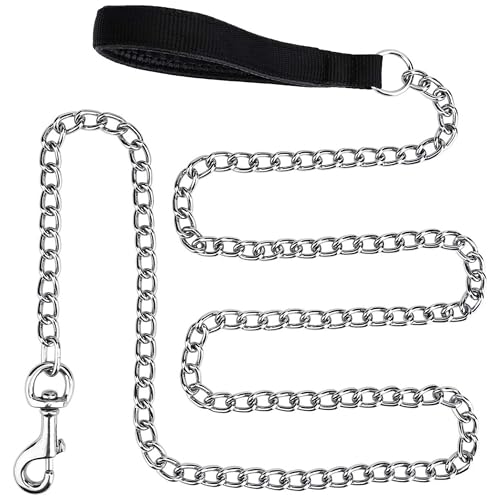 6ft Heavy Duty Metal Chain Leash, Standard Pet Leash chew Proof Dog Leash, Dog Chain for Yard, Chain leashes for Large Dogs