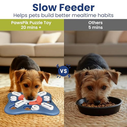 PAWSPIK Interactive Dog Puzzle Toy – Treat Dispensing Slow Feeder for Dogs, Mental Enrichment Toy with Squeaker & 16 Compartments – Durable, Non-Slip, Dishwasher Safe – Light Blue (Orange and Blue) - color: Orange and Blue