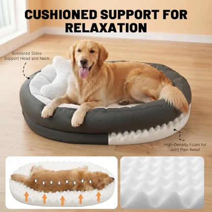Small Dog Bed with Bolster, Small Dog Bed for Small Dogs, Dog Bed Washable with High-Density Foam Base, Washable Zippered Cover, Non-Slip Bottom, S - size: 31.5"L x 22.1"W x 5.9"Th