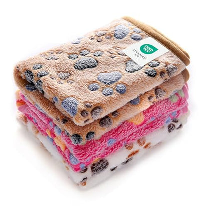 Luciphia 1 Pack 3 Blankets Super Soft Fluffy Premium Fleece Pet Blanket Flannel Throw for Dog Puppy Cat Paw Brown/Pink/White Medium(30x20 inch) - color: Paw, size: 30x20 inch (Pack of 3)