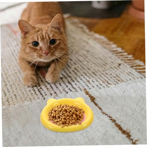 Kisangel Ceramic Cat Food Bowl for Whisker Fatigue Relief Shallow Bear-Shaped Dish for Cats and Small Dogs Non-Slip Design for Wet and Dry Feeding Easy to Pet Plate