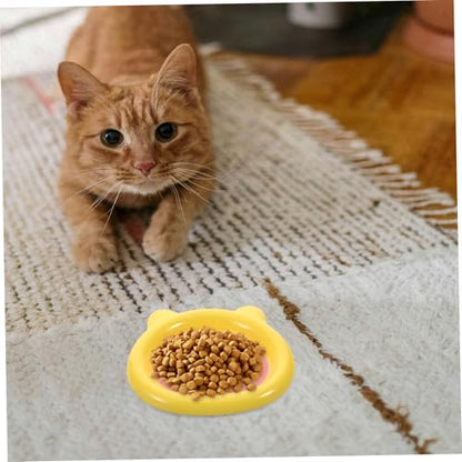 Kisangel Ceramic Cat Food Bowl for Whisker Fatigue Relief Shallow Bear-Shaped Dish for Cats and Small Dogs Non-Slip Design for Wet and Dry Feeding Easy to Pet Plate
