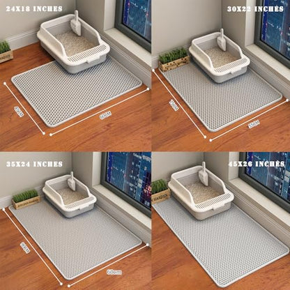 HCY&WLD Cat Litter Mat, Honeycomb Double Layer Cat Litter Trapping Mat, Waterproof Urine Proof Non-Slip, Scatter Control, Less Waste, Easier to Clean (Light Gray, 24" X 18") - color: Light Gray