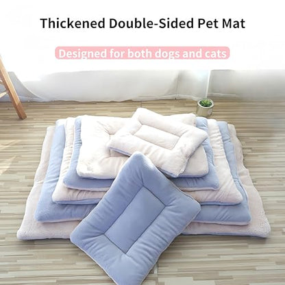 Reversible Coral Fleece Pet Blanket, 12 Designs 6 Sizes for Dogs/Cats/Rabbits, Scratch-Resistant Machine-Washable, Sofa Protector & Warm Pad, Fits 0-60 Lbs Pets (27''x19'', Light Gray) - size: 27''x19''