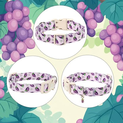 Summer Dog Collar Cute Grape Dog Collars for Puppy Small Dogs - Lightweight Adjustable Boy Girl Dogs Everyday Collar with Quick Release Buckle XS - color: Cute Grape, size: XS