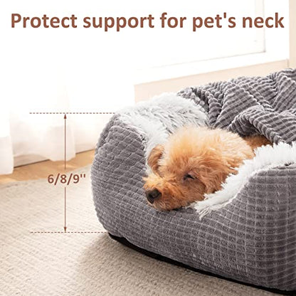 MIXJOY Dog Beds for Large Medium Small Dogs, Rectangle Cave Hooded Blanket Puppy Bed, Luxury Orthopedic Cat Beds for Indoor Cats, Warmth and Machine Washable (30 inches, Grey) - size: 30.0"L x 24.0"W x 9.0"Th