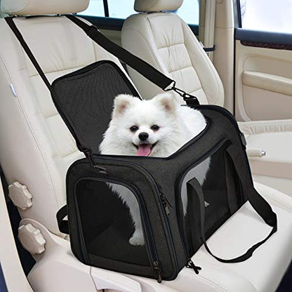 Henkelion Cat Carriers Dog Carrier Pet Carrier for Small / Medium Cats Dogs Puppies (Up To 15lbs), TSA Airline Approved Small Dog Carrier Soft Sided, Collapsible Waterproof Travel Puppy Carrier -Black - color: Black, size: 17.0"L x 11.0"W x 11.0"H