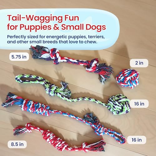 Pacific Pups Products Dog Rope Toys for Medium Dogs & Small Dogs 5 Pack - Puppy Teething Toys and Small Dog Toys - 5 Puppy Chew Toys for Teething - size: 5 Pack