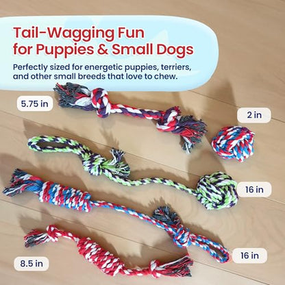 Pacific Pups Products Dog Rope Toys for Medium Dogs & Small Dogs 5 Pack - Puppy Teething Toys and Small Dog Toys - 5 Puppy Chew Toys for Teething - size: 5 Pack