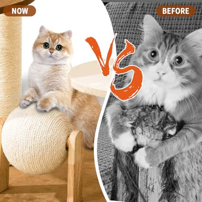 Modern Cat Tree for Indoor Cats, Wood Cat Tree with Natural Sisal-Covered Scratching Posts, Unique Cat Furniture Activity Center with Cat Scratching Ball Toy - color: SCT003 new