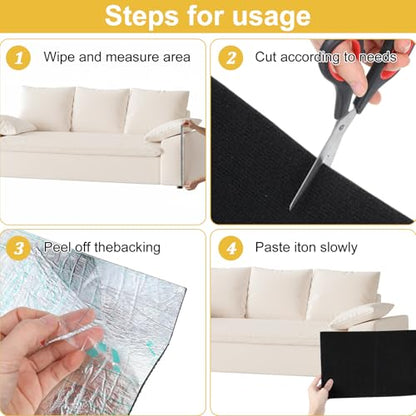 Cat Scratch Mat, Adhesive Trimmable Cat Scratching Climbing Carpet Mat Replacement for DIY Cats Tree Shelf Couch Corner Wall Cats Scratcher Furniture Protector (Black, 120 x 15.8 Inches)