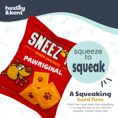 Huxley & Kent Funny Dog Toy w/Squeaker – Power Plush Squeaky Dog Toys for Small, Medium & Large Dogs – Soft Stuffed Animal for Indoor Play & Fetch - Sneez-It, Small - size: Small, style: Sneez-It,