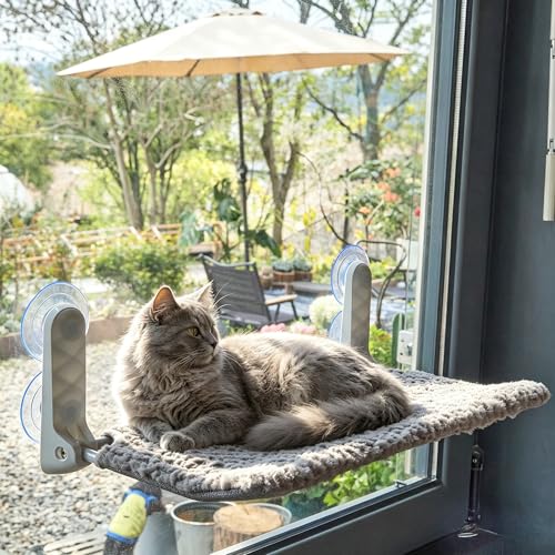 AIWIKIDE Cat Window Perch, Easy Install Bracket, Portable Wall Hammock for Indoor Cat, Grey - color: Grey, size: Cover - 1 Piece