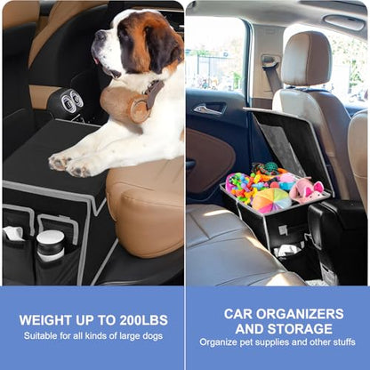 Seat Extender for Dogs up to 200lbs, Back Seat with Storage Pockets, Collapsible Front & Backseat Extender for Large, Medium and Small Dogs(Grey&Black) - color: Grey&Black