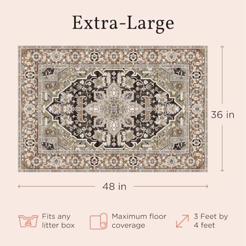 Lovewag Pets Cat Litter Mat 2 Pack - Large 36x48 Machine Washable Easy Clean Non-Slip Waterproof Mats for Cats - Caramel Creme - color: Caramel Creme, size: 36x48 inches (Pack of 2)