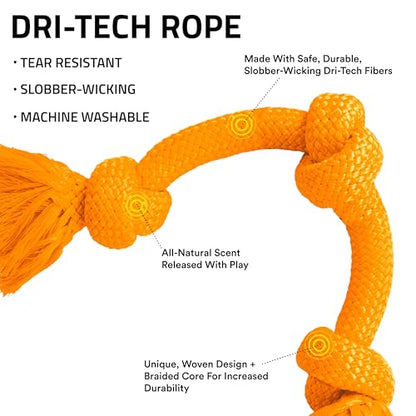Playology Dog Toys | Dri-Tech Rope Toy Tug of War Rope for Aggressive Chewers | Jumbo Cheddar Cheese Scented Toy - Easy to Clean and Made from Non Toxic Materials - size: Jumbo, style: Cheddar Cheese