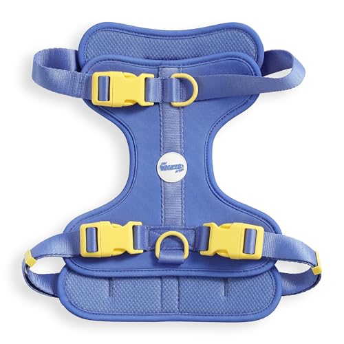 HNS1003C Arlo Large Adjustable Soft Padded No Pull Pet Harness with 3 Buckles and 3 Leash Clips, Curaçao - color: Dark Blue, size: Large (Chest: 24 - 37")