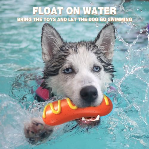 LiuMelinda Dog Chew Toys for Aggressive-Chewers - Indestructible Dog Toy for Aggressive Chewer，Tough Chew Toys for Dogs （Rubber） - color: 01-Red-Hotdog