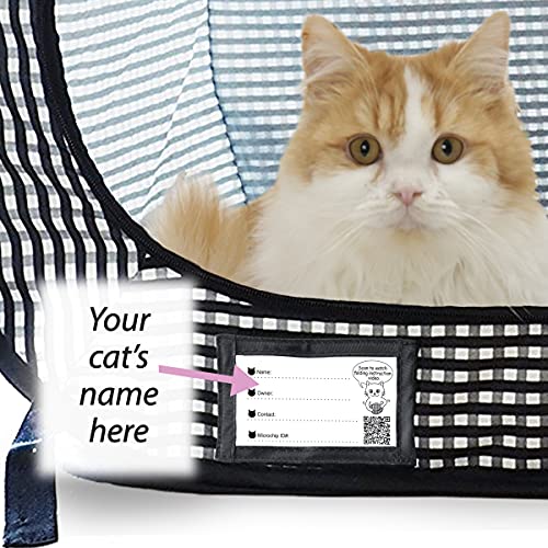 Necoichi Stress-Free Enclosure Cat Travel Carrier Cage 31.8" L x 20.0" W x 20.0" H with Litter Box Set Collapsible Gray White Stripes | Pop up Kannel, Crates - style: Cage+Litter Box