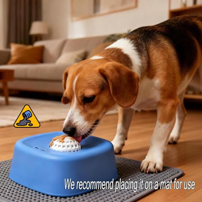 Slow Feeder Dog Bowls for Liquid with Rolling Ball, Interactive Lick Bowl Slow Feeder for Wet Food, Water & Treats Lick Toy Gift for Dogs Cats Large Medium Small - color: Style1-Blue+Black