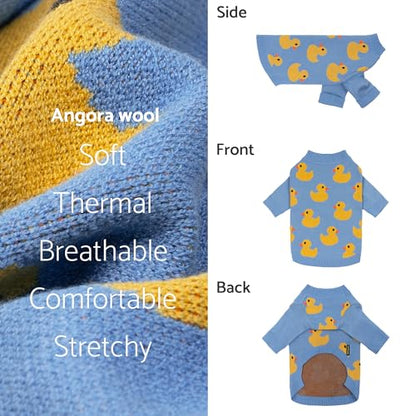 Fitwarm Funny Duck Dog Sweater, Thermal Dog Winter Clothes for Small Dogs Boy Girl, Pet Outfit, Blue, Yellow, XL - color: Duck, size: X-large