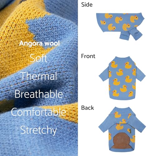 Fitwarm Funny Duck Dog Sweater, Thermal Dog Winter Clothes for Small Dogs Boy Girl, Pet Outfit, Blue, Yellow, Large - color: Duck, size: Large