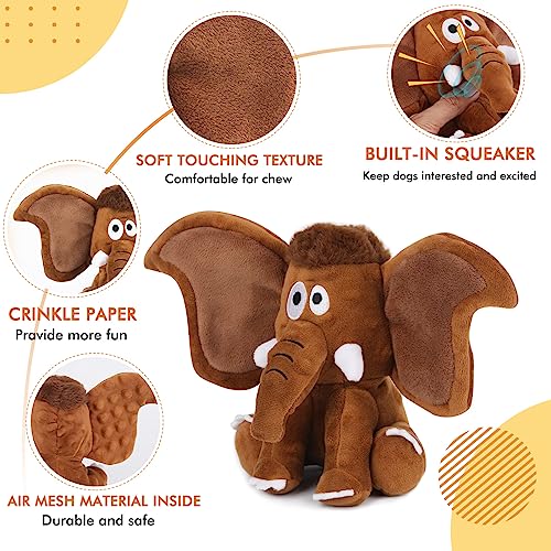 Letsmeet Interactive Plush Dog Squeaky Toys Fun Puppy Toy with Crinkle Paper for Interactive Chew and Play Beat Boredom with This Dog Puzzle Toy for Small Medium Large Dogs - style: Mammoth