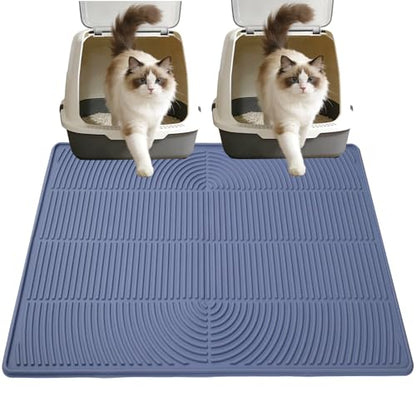 40" x 28" Cat Litter Mat Machine Washable, Non-Slip Waterproof Pad with Rounded Corners for Pet & Floor Safety, Large Silicone Litter Trapping Mat, Easy Shake or Wash to Clean
