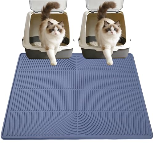 40" x 28" Cat Litter Mat Machine Washable, Non-Slip Waterproof Pad with Rounded Corners for Pet & Floor Safety, Large Silicone Litter Trapping Mat, Easy Shake or Wash to Clean