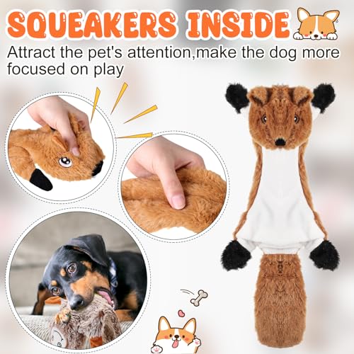 Outus 20 Pcs No Stuffing Dog Squeaky Toys Bulk for Aggressive Chewers, Crinkle Teething Chew Plush Toys for Small Medium Large Pet Gift, 20 Styles(Classic Style) - style: Classic Style