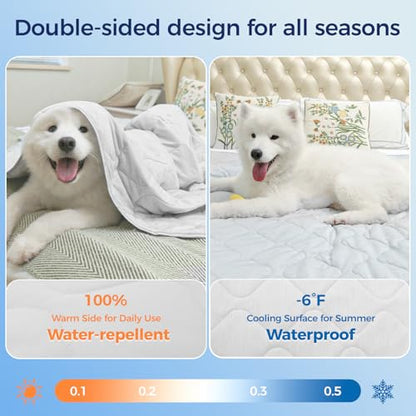 Rywell Cooling Blanket for Dogs, Large Dog Cooling Mat Q-Max>0.5, Durable&Versatile with Cooling&Soft Surfaces for All Seasons,Waterproof Protect Sofa Bed,40 * 60IN Washable Dog Blanket - size: 60*40*IN