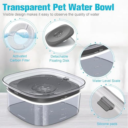 UPSKY 4L Dog Water Bowl 135oz No Spill Dog Bowl Extra Large Capacity Slow Drinking Water Feeder, Splash Proof Pet Water Dispenser Vehicle Carried Travel Water Floating Bowl for Dogs, Cats - color: Gray, size: 4 L