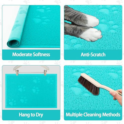 Darkyazi Cat Litter Box Mat for Floor Litter Trapping Mat Non-Slip Backing, Scatter Control, Easy Clean, Water Resistant, Soft on Paws (15.75" x 11.75",Lake Blue) - color: Lake Blue