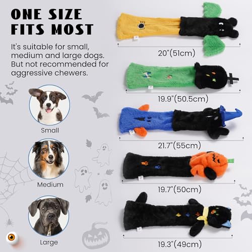 Nocciola 5 PCS Halloween Dog Squeaky Toys, No Stuffing Plush Dog Toys with Crinkle Paper, Perfect Present for Puppy, Small, Medium and Large Dogs - style: 5 Pcs Halloween Dog Squeaky Toys