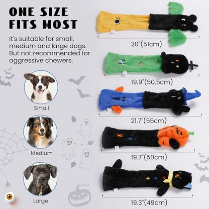 Nocciola 5 PCS Halloween Dog Squeaky Toys, No Stuffing Plush Dog Toys with Crinkle Paper, Perfect Present for Puppy, Small, Medium and Large Dogs - style: 5 Pcs Halloween Dog Squeaky Toys