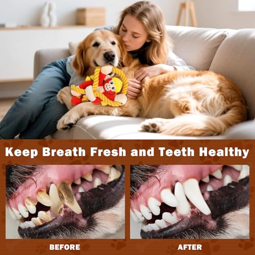 Squeaky Dog Toys: Large Dog Chew Toy- Interactive Tough Tug of War Toy with Rope for Small/Meduim/Large Breeds - Puppy Toy for Teething Training - color: Bright Red