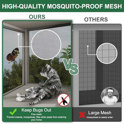 ketive Cat Catio, Expandable Window Box Enclosure for Indoor Cats, Comfortable Wooden Small Pet Perch House Hammock, All-Weather, Keep Bugs Insects Out