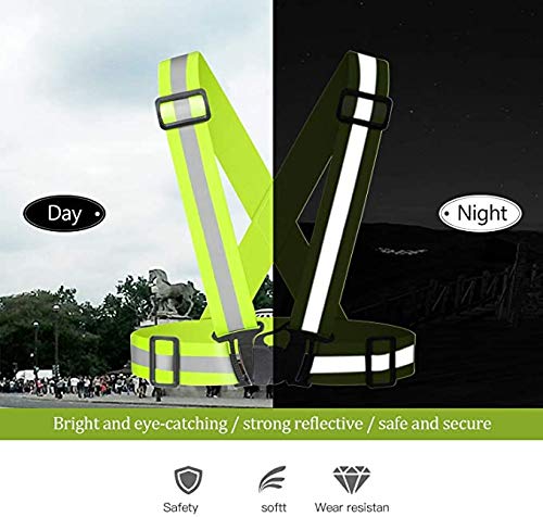 Chiwo Reflective Vest Running Gear 2Pack, High Visibility Adjustable Safety Ves for Night Cycling,Hiking, Jogging,Dog Walking - color: Green Orange