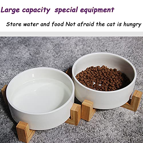 Petygooing White Ceramic Cat Dog Bowl Set with Stand,Small Dog Bowls,Pet Food and Water Dish, Anti Slip Set of 2 Cat Bowls Pet Food Bowl- Pet Dish Small Size Pet (13.5OZ/5.1 in) - color: White, size: Puppy/Small Size Dogs & Cat Bowls 400ML*2
