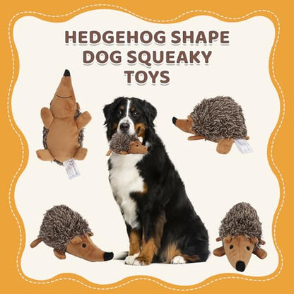 Pilipane Plush Dog Toy, Hedgehog Dog Squeaky Toy, Soft Animal Plush Dog Toothbrush Chew Toy, Interactive Squeaky Hide and Seek Plush Dog Toy, Stuffed Biting Training Playing Toys for Pet Puppy Chewers