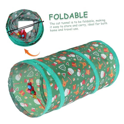 SUPVOX Foldable Cat Tunnel Cube with Bell Ball Breathable Collapsible Kitten Playhouse for Indoor and Outdoor Use Interactive Pet Hideout and Resting Bed for Cats and Kittens