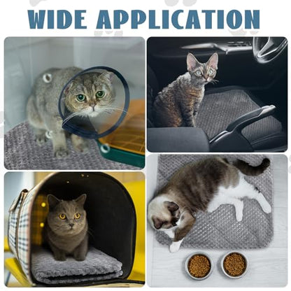 Drydiet 4 Pcs Self Heating Cat Pad Self Warming Cat Bed Dog Heating Pad Washable Thermal Pet Mat for Indoor Outdoor Pet 16 x 20 Inch Removable Non Slip(Gray) - color: Gray
