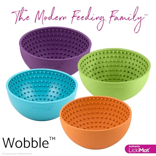 LickiMat Wobble, Dog Slow Feeder Bowl Lick Mat, Boredom Anxiety Reducer; Perfect for Food, Treats, Yogurt, or Peanut Butter. Fun Alternative to a Slow Feed Dog Bowl, Turquoise - color: Turquoise