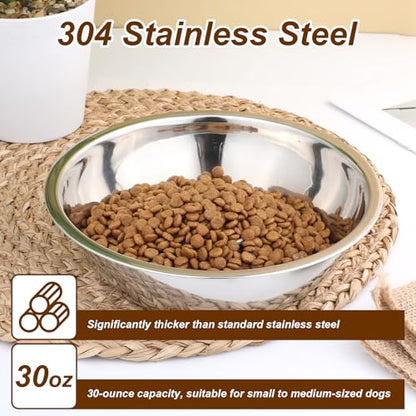 2 Pack Small Stainless Steel Dog Bowls 5 Inch Metal Dog Food Bowls Pet Feed Water Bowl for Large Medium Small Dogs, Thickened Durable Replacement Bowl for Elevated Stand, Kitten, Puppy